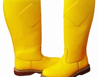 Yellow Leather Sci-Fi Inspired Tall Cosplay Boots, Custom Movie Style