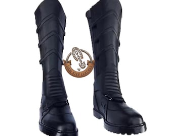 Michael Keaton Batman Cosplay Boots, Unisex Motorcycle Leather Shoes, 1989 Movie Costume Footwear, Gothic Steampunk Cosplay Accessory