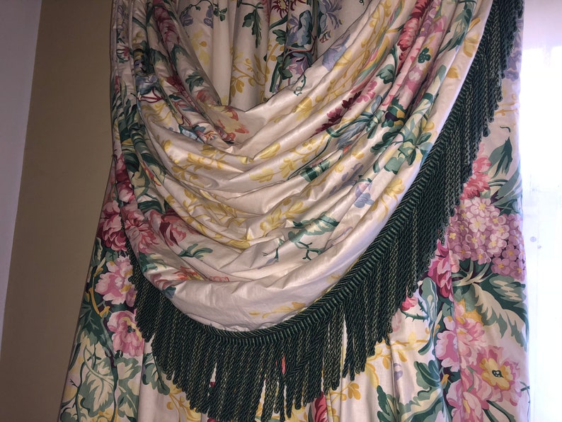 Custom Made Vintage Floral Print Chintz Draperies Etsy
