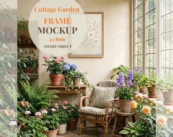 Rahmen Mockup 10x15 | Innen Garten Mockup | Botanisches Wand Kunst Mockup | Gewächshaus-Stil | PSD Smartobjekt