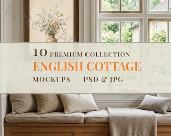 Luxus Mockup Bundle 10 PSD Rahmen Mockups, Englisch Cottage Interior Mockups, Wand Kunst Mockup Bundle, Smart Objekt, gestaltetes Stock Photo