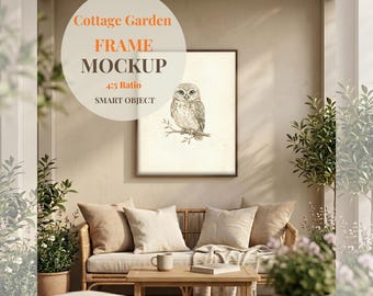 Rahmen Mockup 10x15 | Gemütliches Wohnzimmer Mockup | Neutral Home Decor Motiv | Wand Kunst Mockup | PSD Smartobjekt