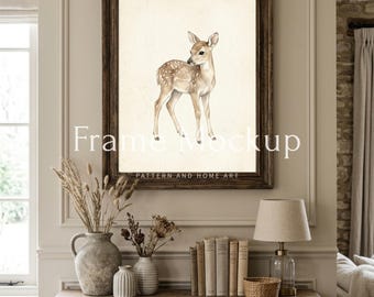 Frame Mockup 4x5 Vertical PSD, Wall Art Mockup, English Cottage Interior Mockup, Poster Mockup, Smart Object Mockup, Styled Stock Photo