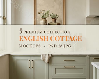 Mockup Bundle 5 PSD Rahmen Mockups, Luxus Innen Mockups, Wand Kunst Mockup Bundle, Englisch Cottage Mockups, Smart Objekt Mockup