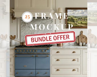 25 Rahmenmockup-Bundle, vertikal und horizontal 4: 5, Mega-Set für englische Cottage-Innenräume, vollständiger Shop-Mockup-Pack, Luxus-Bauernhaus-Galerie PSD