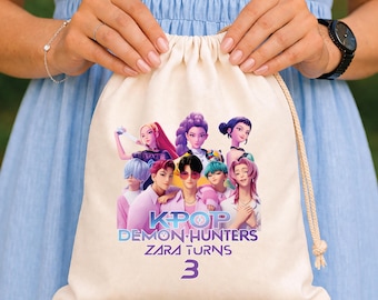 Kpop Demon Hunters Favor Bags: Kids Turns Birthday Party Supplies, Saja Boys Drawstring Bags