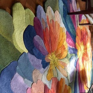 Oversized Floral Art Rug – Multicolor Abstract Petal Design | Organic ...