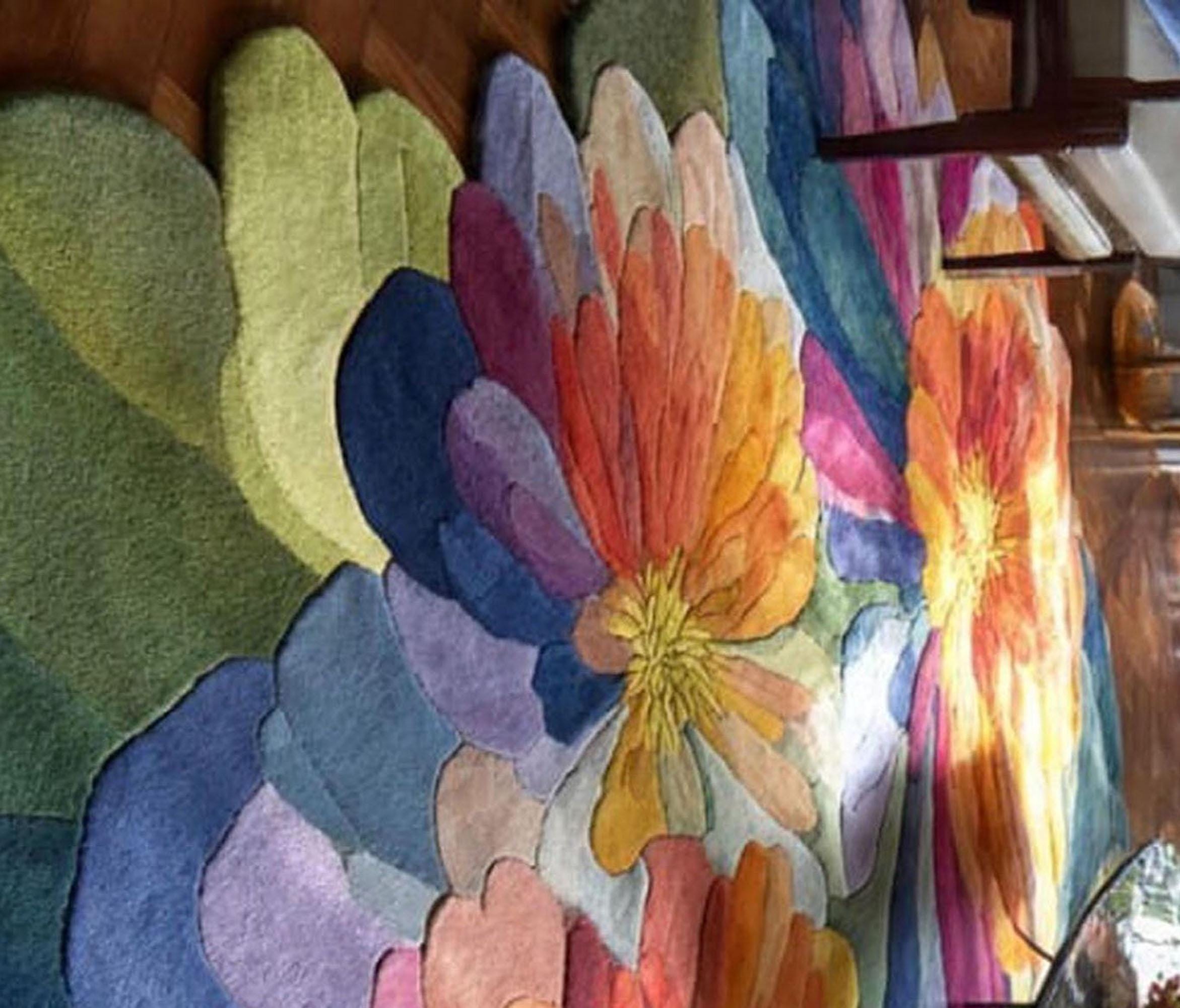 Oversized Floral Art Rug – Multicolor Abstract Petal Design | Organic ...