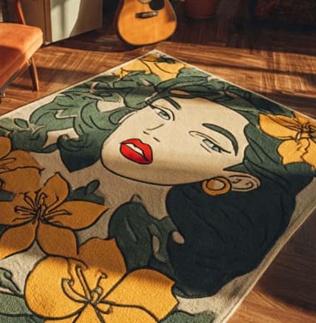 Lady Rugs Lady Rose Flower Wool Rug | Hand-tufted Floral Accent Rug - Etsy