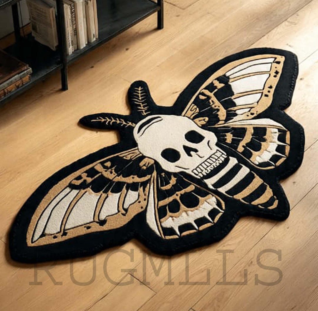 Death Moth | Hand-tufted New Zealand Wool, Boho Decor. - Etsy