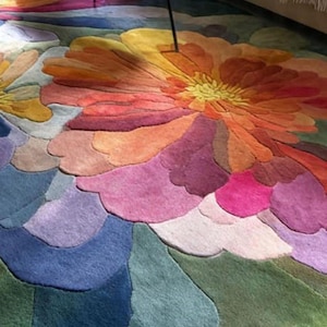 Oversized Floral Art Rug – Multicolor Abstract Petal Design | Organic ...