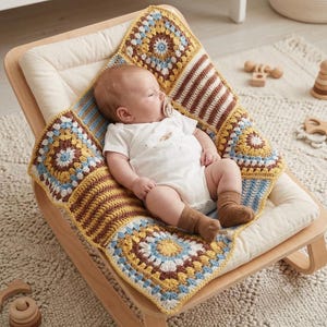 Mormors fyrkantiga babyfilt virkmönster, afghansk vintagestil PDF