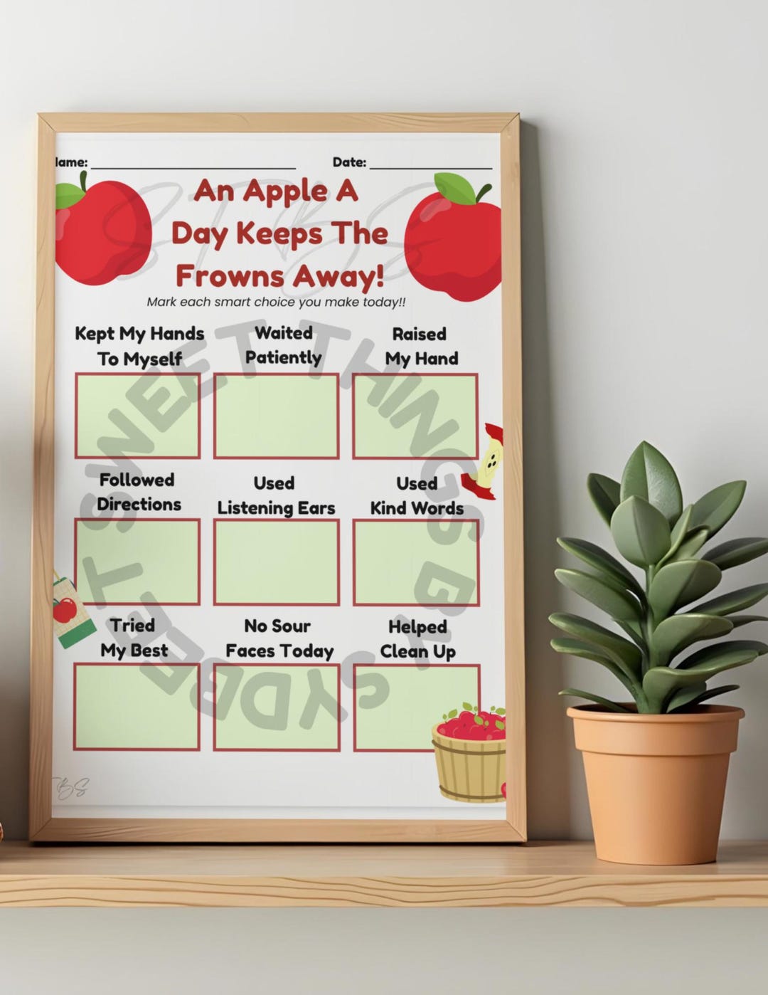 Apple Behavior Chart for Kids | Printable Positive Choices Chart ...