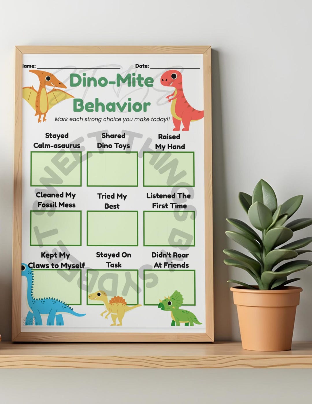 Dinosaur Behavior Chart for Kids | Printable Positive Choices Chart ...