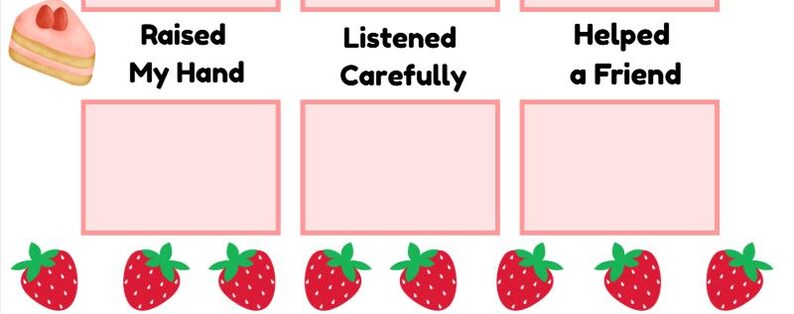 Strawberry Behavior Chart for Kids | Printable Positive Choices Chart ...