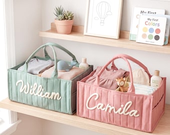 Personalized Baby Shower Basket : Custom Name Diaper Caddy, Mother's Day Present For Mom