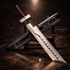 Final Fantasy VII Fenrir Fusionsschwert Miniatur 21 cm – Cloud Strife Buster Schwertmodell, Sammlerstück & Feuerzeug