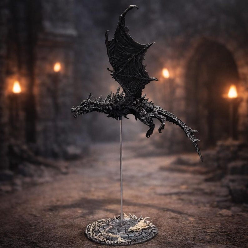 Skyrim Alduin Dragon Statue – Elder Scrolls V Collectible Dragon ...