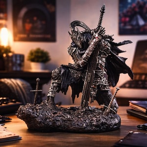 Figurine de chevalier Dark Souls - Statue de dark fantasy soulslike, guerrier de style Artorias, RPG en résine à collectionner