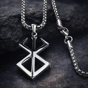 Berserk Brand of Sacrifice Halsband – Runhänge i rostfritt stål – Anime Manga Smycken – Gotisk Nordisk Symbolkedja – Otaku Gåva