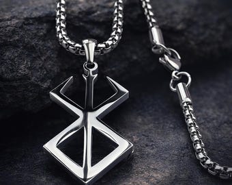 Berserk Brand of Sacrifice-ketting – roestvrijstalen runehanger – anime-manga-sieraden – Gotisch-Noorse symboolketting – Otaku-cadeau