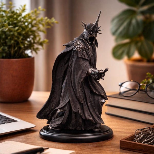 Witch King of Angmar Statue – Dark Fantasy Ring Wraith Figure – Lord of the Rings Inspired Collectible – Gothic Desk Decor Gift