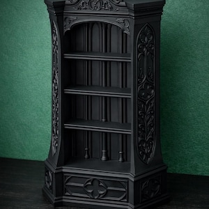 Gothic Black Makeup Shelf – Ornate Matte Organizer