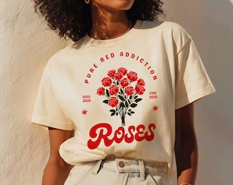 Comfort Colors, Rose Bouquet Shirt, Retro Botanical Graphic Tee, Vintage Floral Print