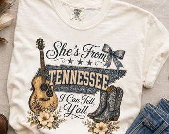 Tennessee Floral Map Graphic Tee, Western Cowgirl Country Shirt