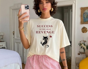 Martini Cat Shirt, Success Revenge Graphic Tee, Comfort Colors 1717