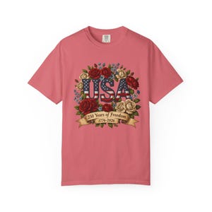 Bloemen USA patchwork T-shirt, Amerika 250e verjaardag patriottisch T-shirt afbeelding 19