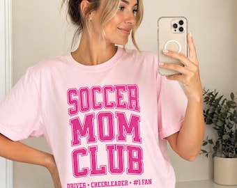 Personalized Soccer Mom Club Glitter Varsity T-Shirt, Game Day Tee