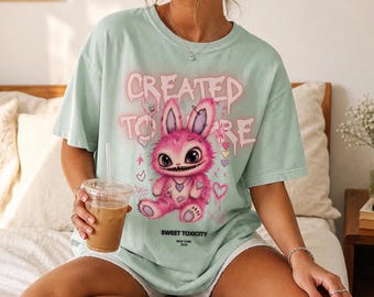 Pink Monster Graphic Tee, Kawaii Character, Y2K Pastel Apparel, Comfort Colors Shirt