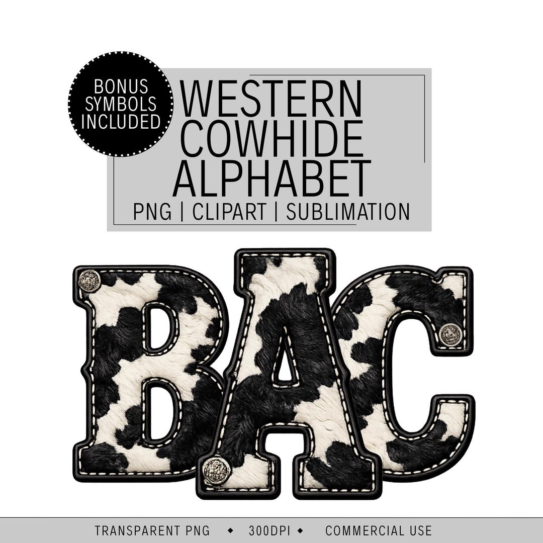Cowhide Alphabet Letters – Western Banner & Cowboy Party Decor PNG ...