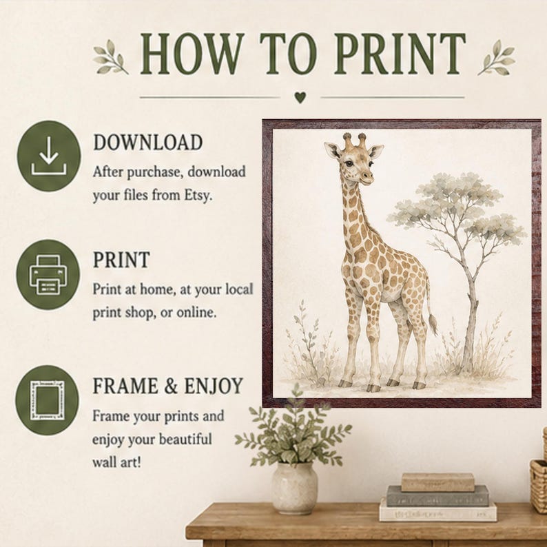 Neutral Safari Animal Prints Set of 6 | Baby Jungle Nursery Gallery ...