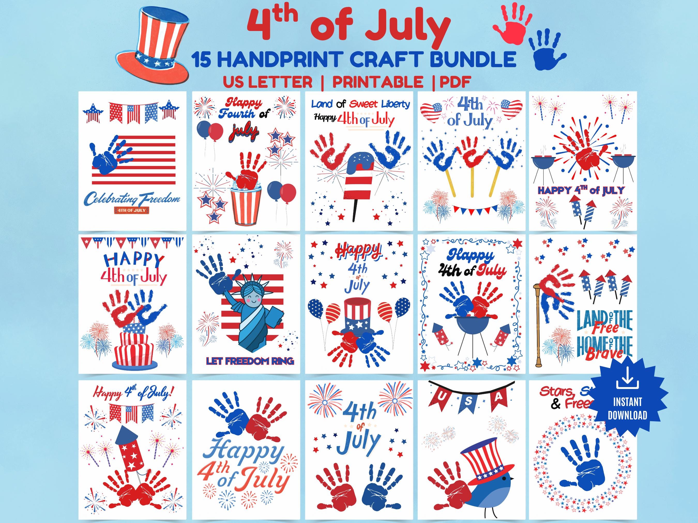 41 Easy Patriotic Crafts for Kids Even Parents Will Love 16 4th of July Handprint Craft Bundle, Patriotic Art For Kids,…