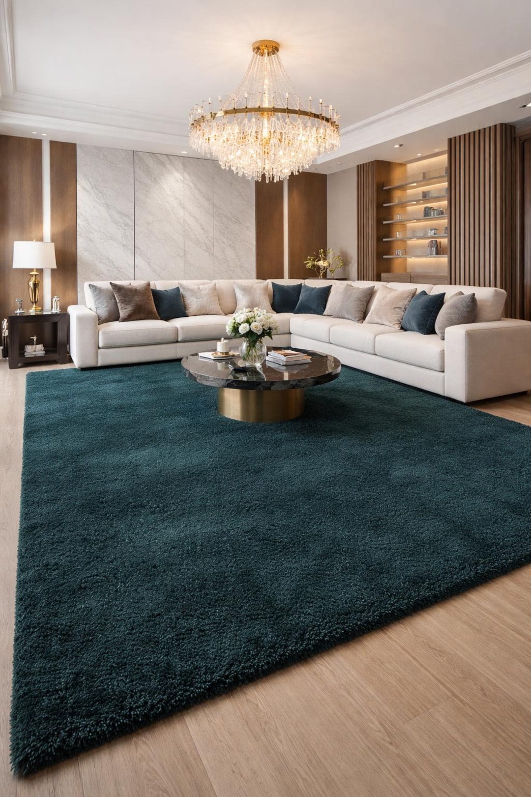 Tinx Living Room Rug Luxury Teal Rug, Plush Modern Living Room Carpet, Custom Size (CE 02 ...