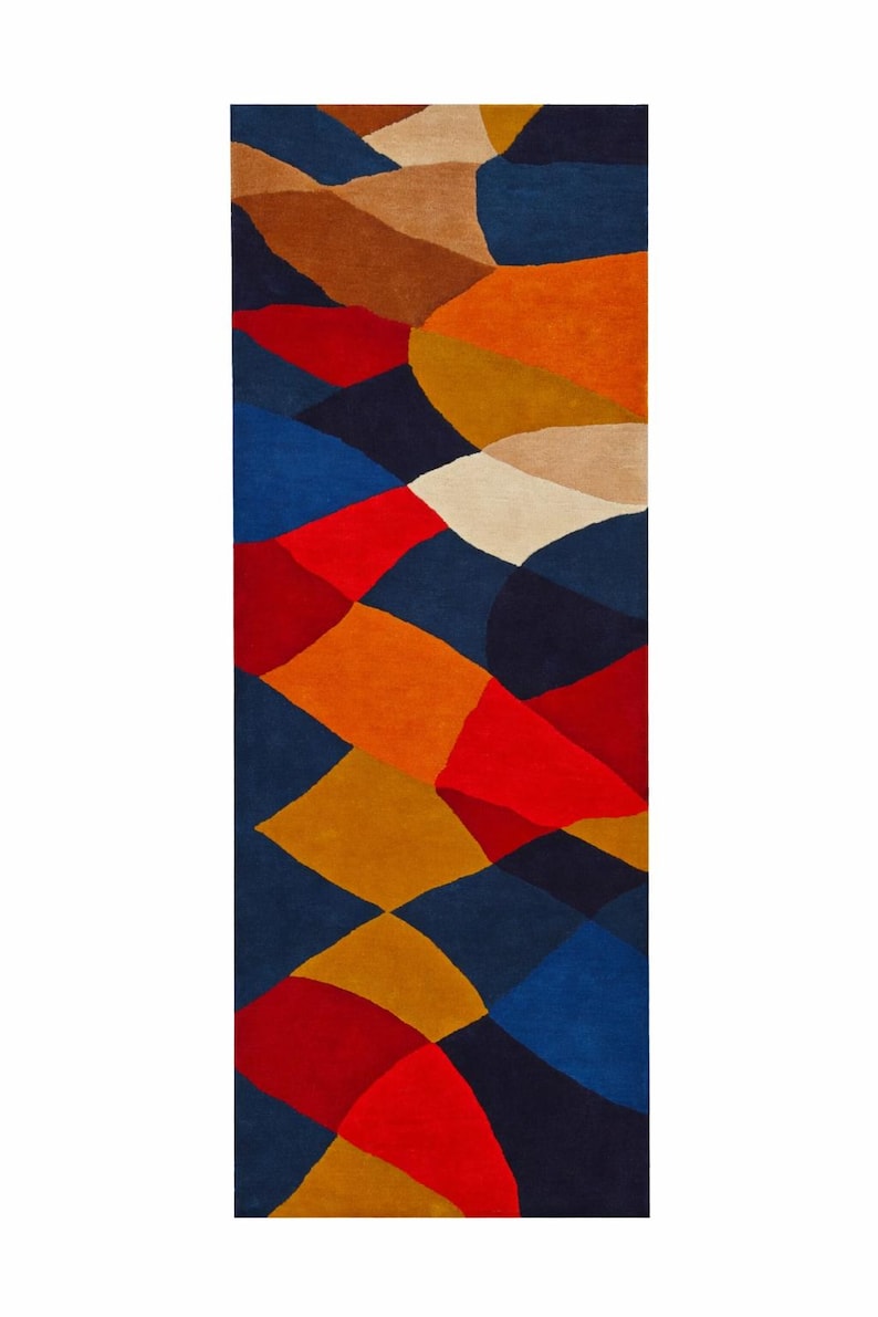 Geometric Hallway Runner Rug – Mid-century Modern Abstract Carpet - Etsy