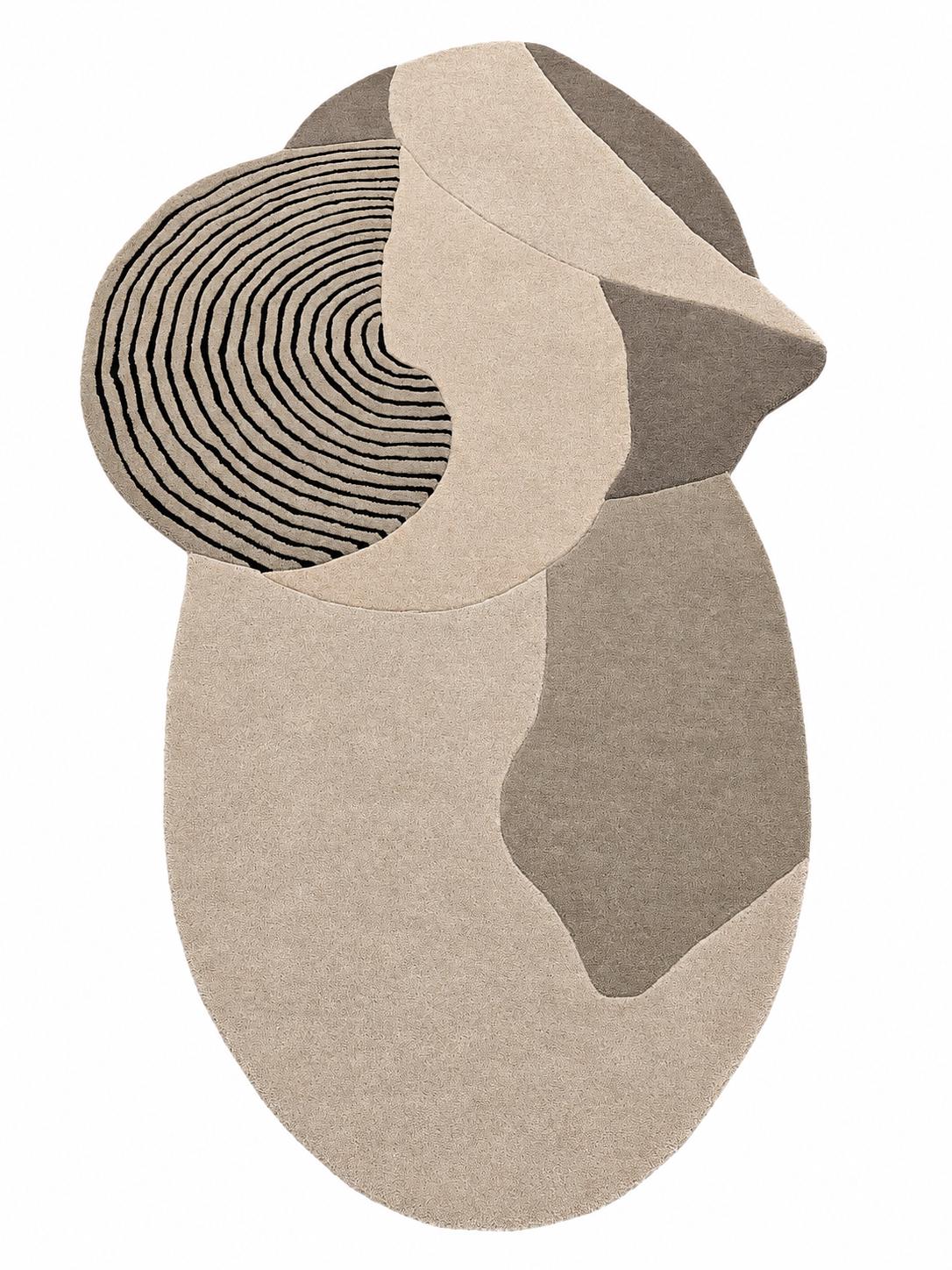 Irregular Abstract Area Rug Irregular Abstract Area Rug, Sculptural Beige Cream Carpet, Modern ...