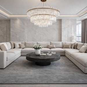 Large Grey Plush Area Rug, Modern Minimalist Living Room Decor