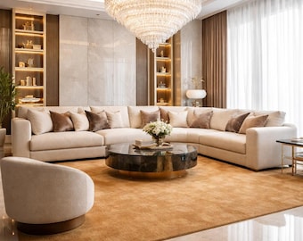 Tapis de luxe camel - beige pelucheux, style minimaliste moderne