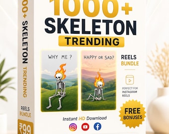 1000+ Skeleton Reels Bundle | Halloween Spooky Content Pack (Digital Download)