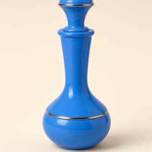 Vintage Avon Blue Glass Bottle | 6in Blue Glass Cologne Decanter with Stopper, AVON Mark | Retro Collectible Vanity Decor