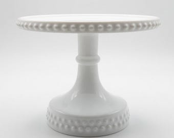 RH white-ceramic pedestal 8-inch cake stand 6-inch tall glossy decorative