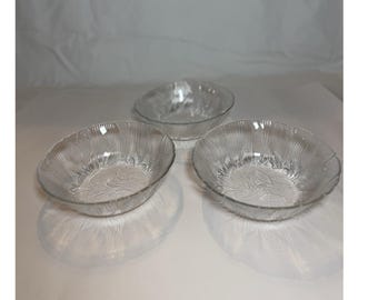 Juego de 3 cuencos para cereales Arcoroc de vidrio transparente brillante con diseño floral, aptos para lavavajillas, 15 cm (6 pulgadas)