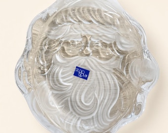 Studio Nova Japan Santa Face Glass Serving Dish | Vintage Christmas Candy Dish 9-10in | Holiday Collectible Glassware