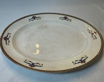 ポープ・ゴッサー メルローズ オーバル 花柄 チャイナプラッター ホワイト ブルー ピンク グリーン ゴールド 13インチ