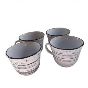 Pfaltzgraff Trellis White Birch Wood Look Mugs Lot 4