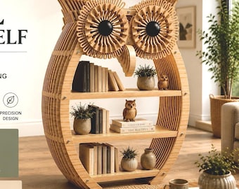 Parametric Owl Bookshelf CNC Files | Modern Wooden Bookcase Plans (Digital Download)