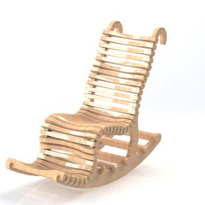 Sedia a dondolo parametrica CNC Design / Sedia ergonomica scultorea / Mobili tagliati al laser / File DXF STEP